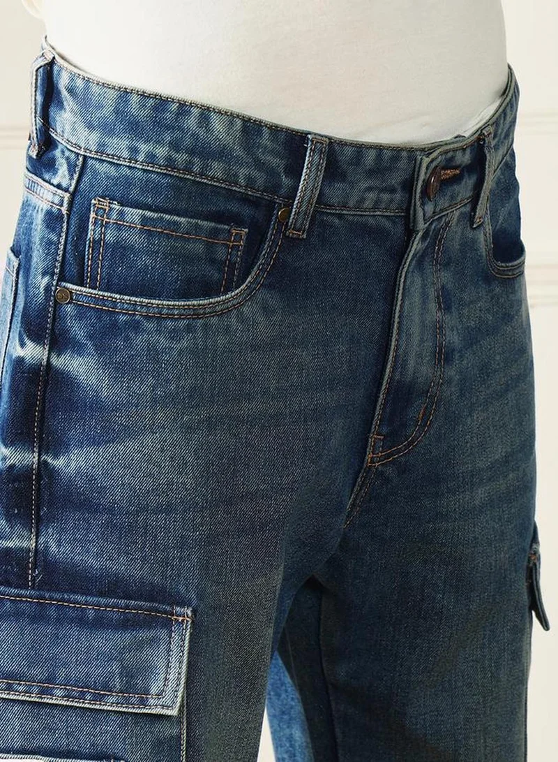 Dennis Lingo  Men's Medium Blue 100% Cotton Solid Full Length Relaxed Fit Jeans for Men | Best Price UAE
