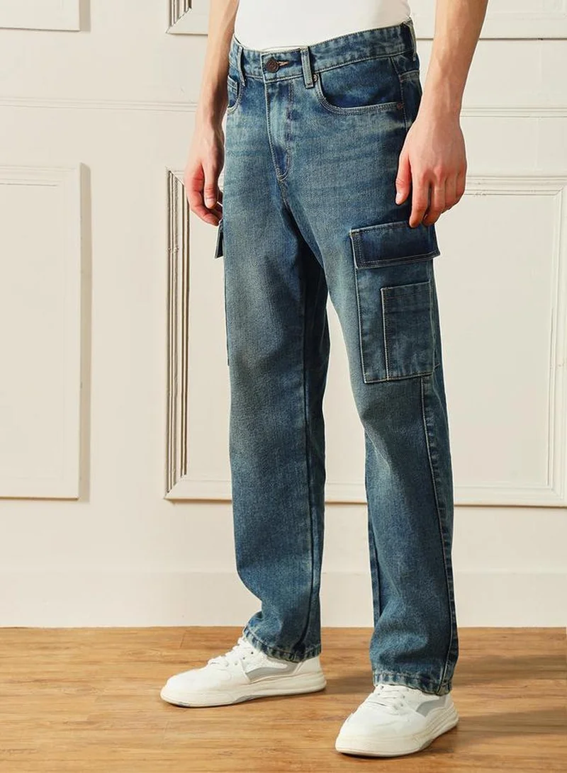 Dennis Lingo  Men's Medium Blue 100% Cotton Solid Full Length Relaxed Fit Jeans for Men | Best Price UAE