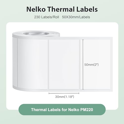 Nelko Thermal Labels for Nelko PM220 Label Maker, 2'' x 1.18'' (50x30mm) Thermal Sticker Label, Waterproof, Multi-Purpose Label Tape, 3 Roll of 230 Self-Adhesive Thermal Paper (White) - Image 2