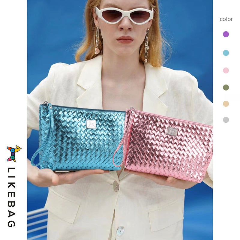 Hand-Held Cosmetic Bag, Fashionable Woven Women'S Bag, Travel Bag, Portable Storage Bag, Toiletry Bag, Can Add Logo, Portable - Image 3