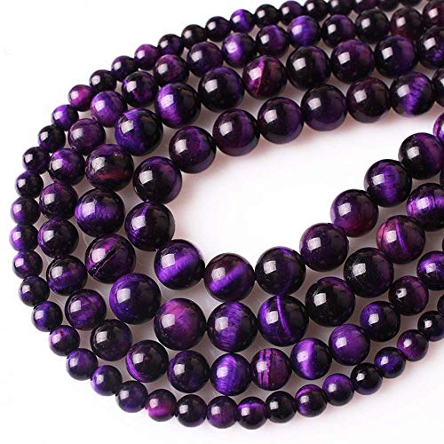 tochispa Nature Stone Purple Tiger Eye Beads for Jewelry Making DIY Bracelet Necklace (8mm) - Image 1