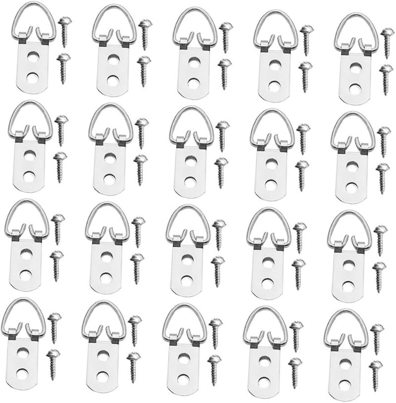 20 Heavy Duty Picture Hangers with Screws for Wall Frames Artwork Paintings Mirrors Clocks - Image 2