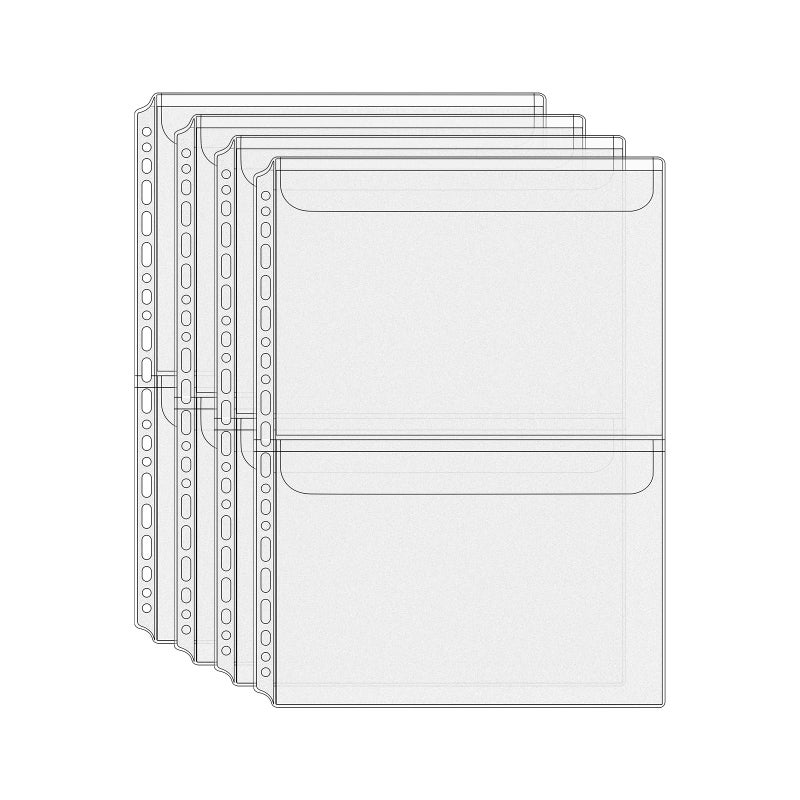 Mogoostry A4 Binder Pockets Zipperless Cash Envelopes 2 Pocket Binder Sleeves with Flap Binder Pouches Loose Leaf Inserts Folder Photocard Sleeve Filing Bags - Image 1