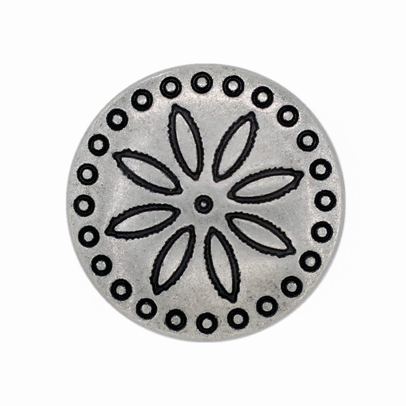 Bezelry 12 Pieces Simple Flower Carving Metal Shank Buttons 18mm 1116 inch Antique Silver