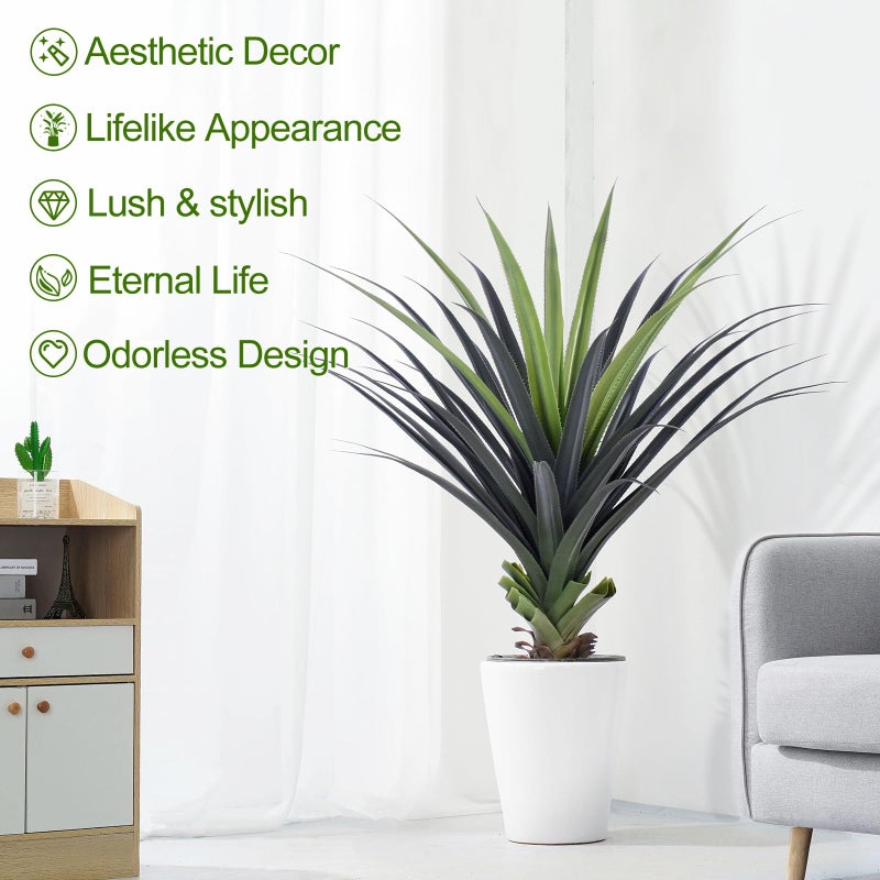 Keeplush 4ft Artificial Spiked Agave Plant, 48inch Faux Agave Plants Indoor Realistic Floor Plant Perfect for Front Porch, Patio, Indoor Outdoor Home, Office Decor (Set of 2) - Image 2