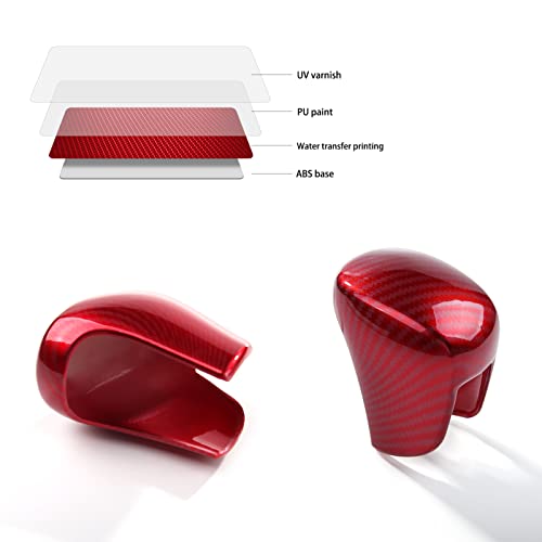 Thenice غطاء مقبض نقل الحركة Thenice لنقل الحركة الأوتوماتيكي CVT، تغيير عصا الديكور متوافق مع هوندا سيفيك 2022-2025، CRV/HR-V 2023-2025، أكورد 2018-2025 - ألياف الكربون الحمراء - Image 2