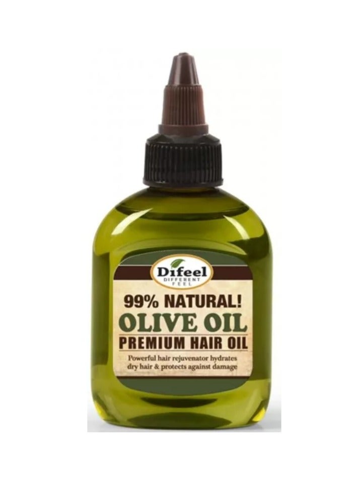 difeel 99% Natural Olive Premium Hair Oil Powerful Hair Rejuvenator Hydrate Dry Hair and Protect Against Damages 75ml