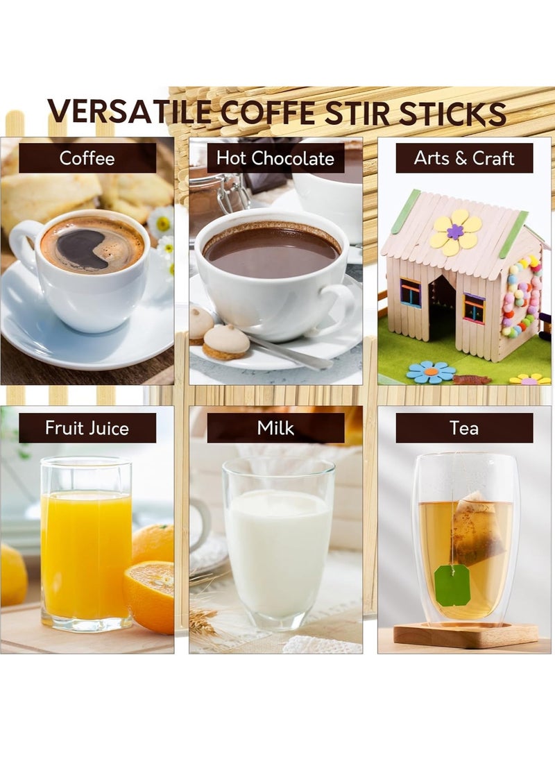 Meetion ملاعق قهوة خشبية قابلة للاستخدام لمرة واحدة [200 عبوة] مغلفة بشكل فردي لخلط الشاي، الشوكولاتة الساخنة ومشاريع الحرف اليدوية عصي خلط المشروبات 14 سم - Image 3