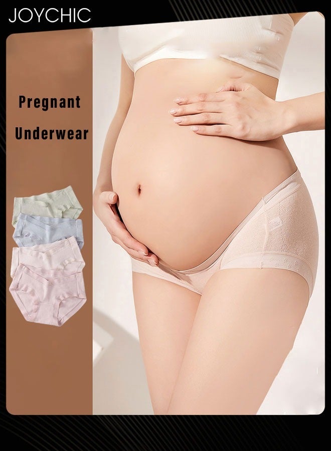 Joychic 4 عبوات من السراويل الداخلية الكبيرة الحجم بتصميم جديد، قابلة للتعديل، عالية المرونة، تمتص الرطوبة، قابلة للتنفس، مضادة للبكتيريا، مجموعة ملابس داخلية لدعم البطن للنساء الحوامل - Image 1