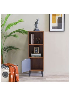 DANUBE HOME Kalum Bookcase 3 Layer Modular Book Shelf Cabinet Modern Design Wooden Organiser Cupboard Multifunctional Display Rack For Home Office L 39 x W 40 x H 116 cm Cherry/Dark Grey  - Image 3