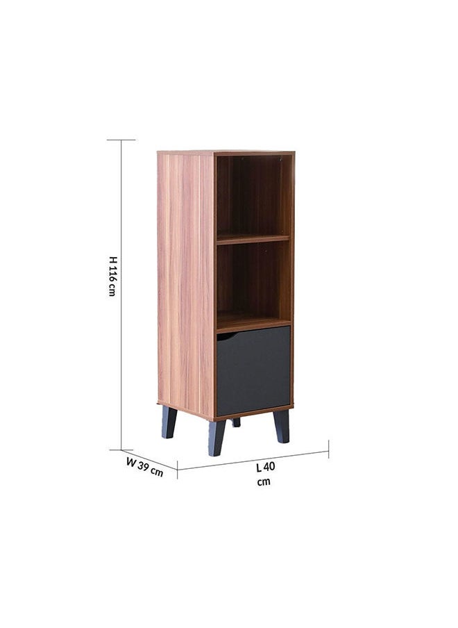 DANUBE HOME - Kalum Bookcase 3 Layer Modular Book Shelf Cabinet Modern Design Wooden Organiser Cupboard Multifunctional Display Rack For Home Office L 39 x W 40 x H 116 cm Cherry/Dark Grey - Image 1