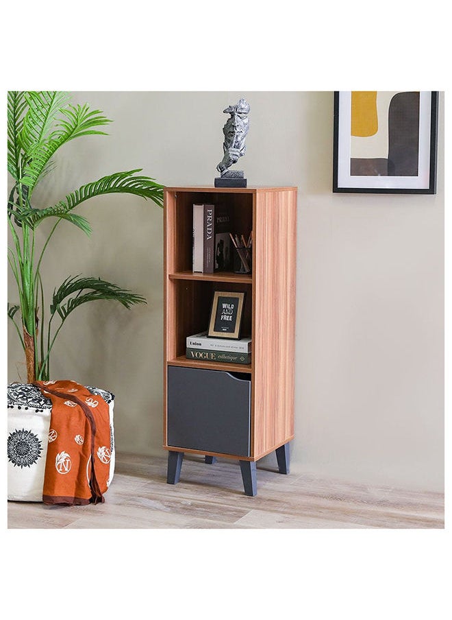 DANUBE HOME - Kalum Bookcase 3 Layer Modular Book Shelf Cabinet Modern Design Wooden Organiser Cupboard Multifunctional Display Rack For Home Office L 39 x W 40 x H 116 cm Cherry/Dark Grey - Image 1