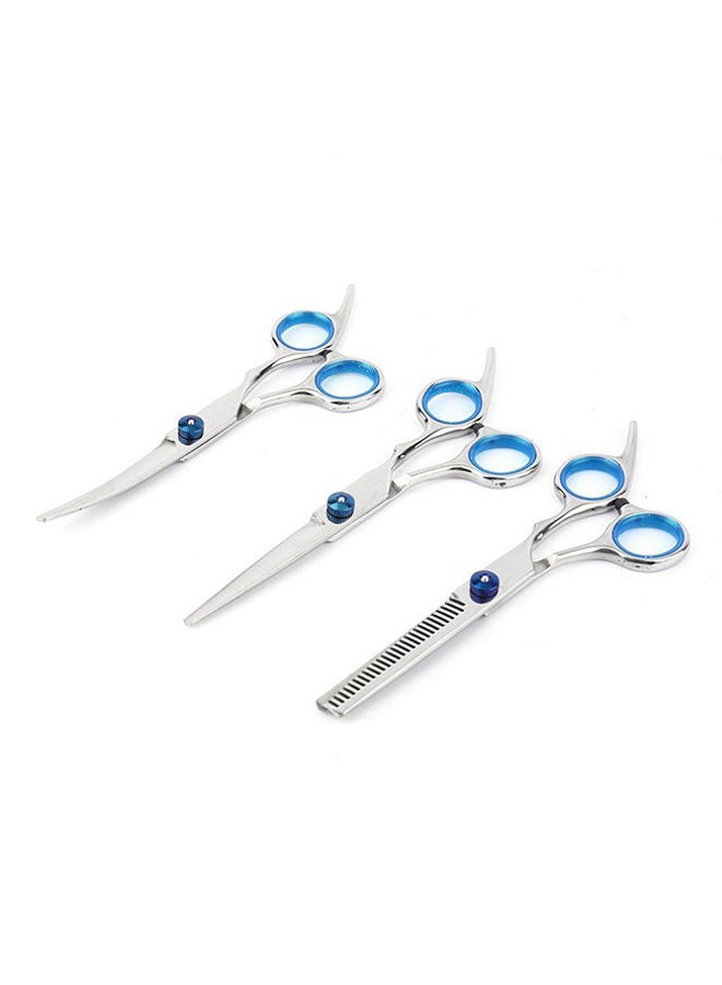 NIBEMINENT Pet Grooming Scissors Set Haircut Tools With Shears Comb Silver/Blue - Image 1