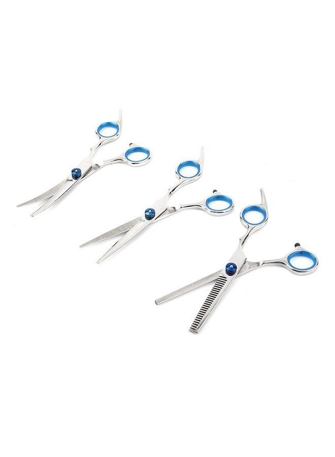 NIBEMINENT Pet Grooming Scissors Set Haircut Tools With Shears Comb Silver/Blue - Image 4