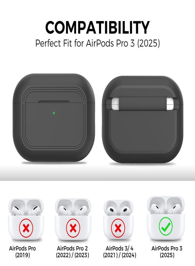 TRONWIN for AirPods Pro 3 Case - 2025 Simple Smart Design Case for Apple AirPods Pro 3rd Generation, Silicone Air pods pro 3 Case Cover for Men/Women (Black) - Image 2
