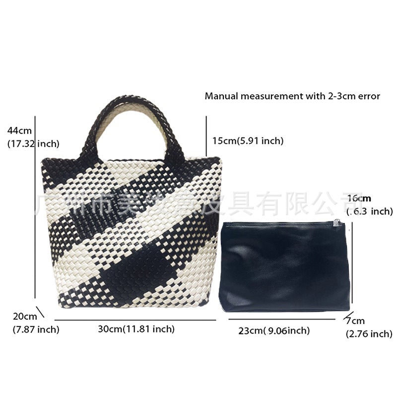All-Match New Large Capacity Tote Bag Women'S Bag Handmade Woven Bag Women'S Color Matching Women'S Bag Shoulder Bag Woven Tote Bag - Image 1