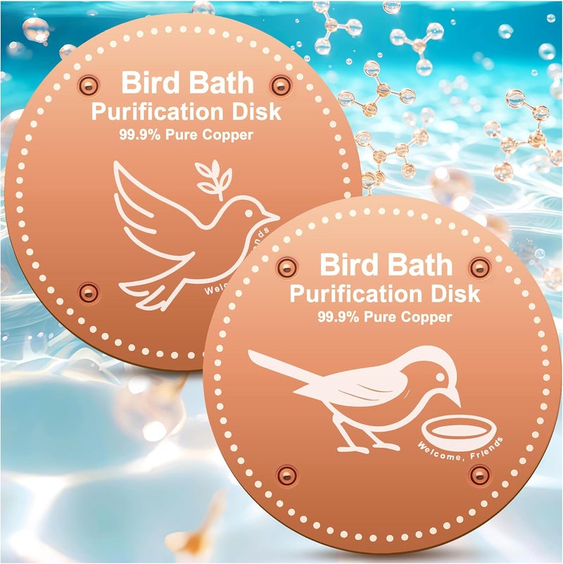 OICEME Bird Bath Purification Disk Pure Copper Outside Winter Solar Power Birdbath Heater Deicer Cage Hanging Bowl Metal Warmer Deck Railing Glass Concrete Ceramic Stone Stand Outdoor Water Fountain Station - Image 1