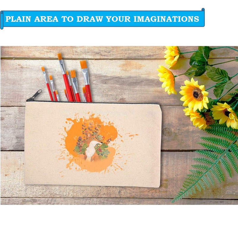 Lify DIY Craft Blank Bag Canvas Makeup Pencil Pouch with Zipper- Multipurpose Pen Pencil Case Cotton Canvas Cosmetic Bag Travel Cosmetic Bag -6 Piece Pack - Image 4