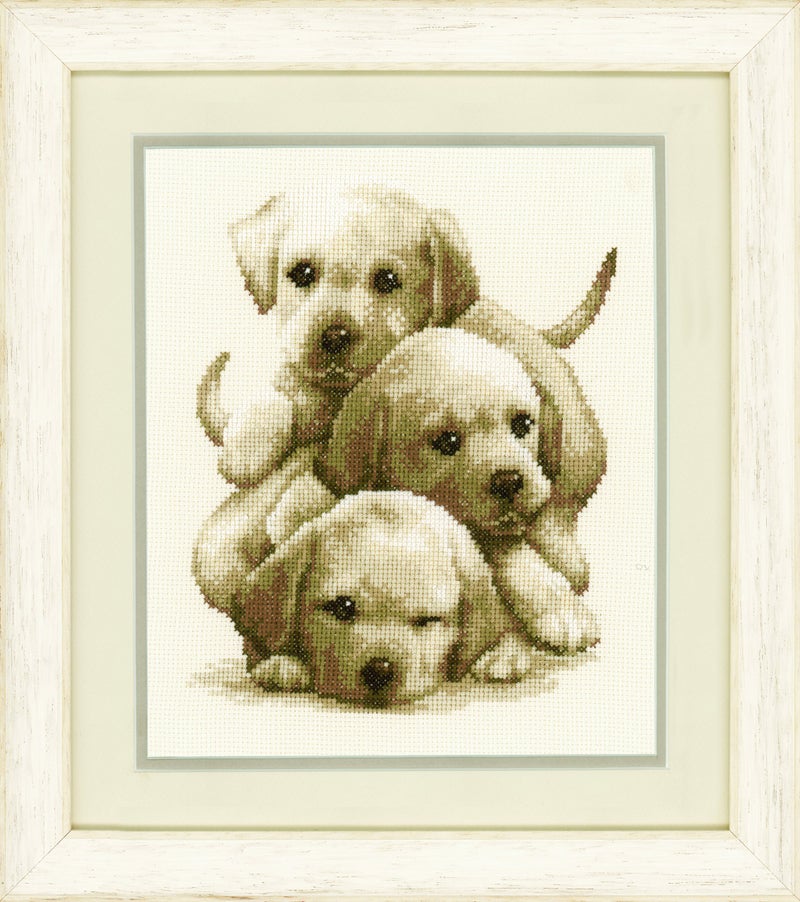 Vervaco Counted Cross Stitch Kit Labrador Puppies 7.6" x 9.6" - Image 4