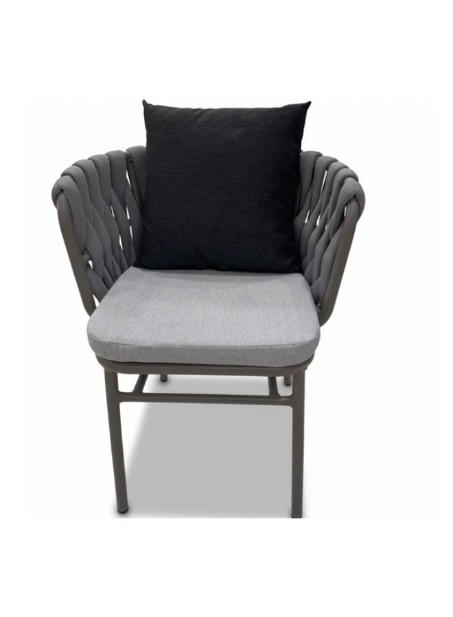Casa Fiora Modern Outdoor Rope-Weave Dining Chair with Aluminum Frame and Weatherproof Cushions - Image 1