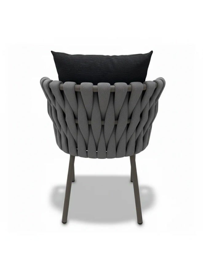 Casa Fiora Modern Outdoor Rope-Weave Dining Chair with Aluminum Frame and Weatherproof Cushions - Image 2