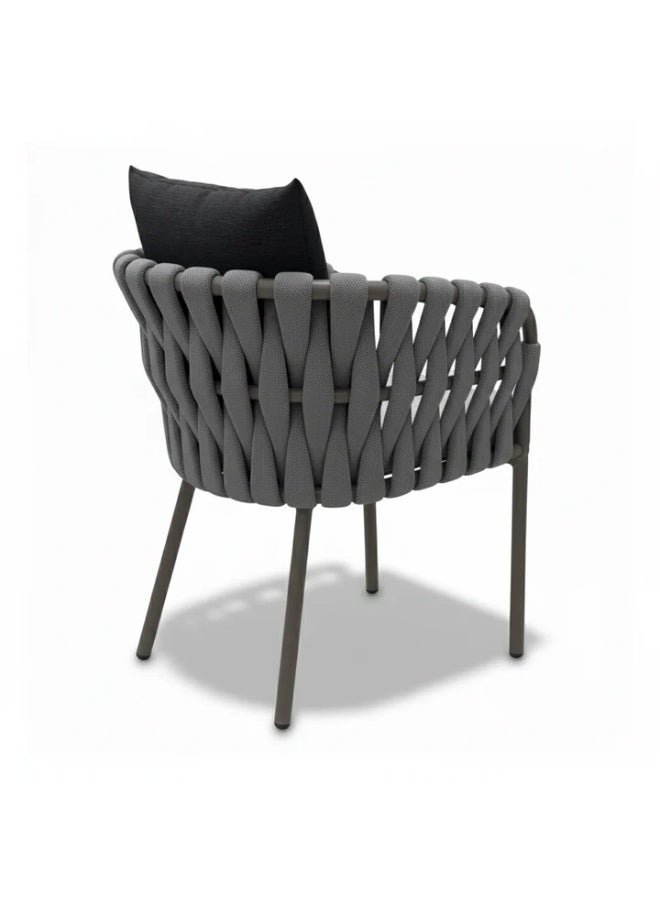 Casa Fiora Modern Outdoor Rope-Weave Dining Chair with Aluminum Frame and Weatherproof Cushions - Image 3