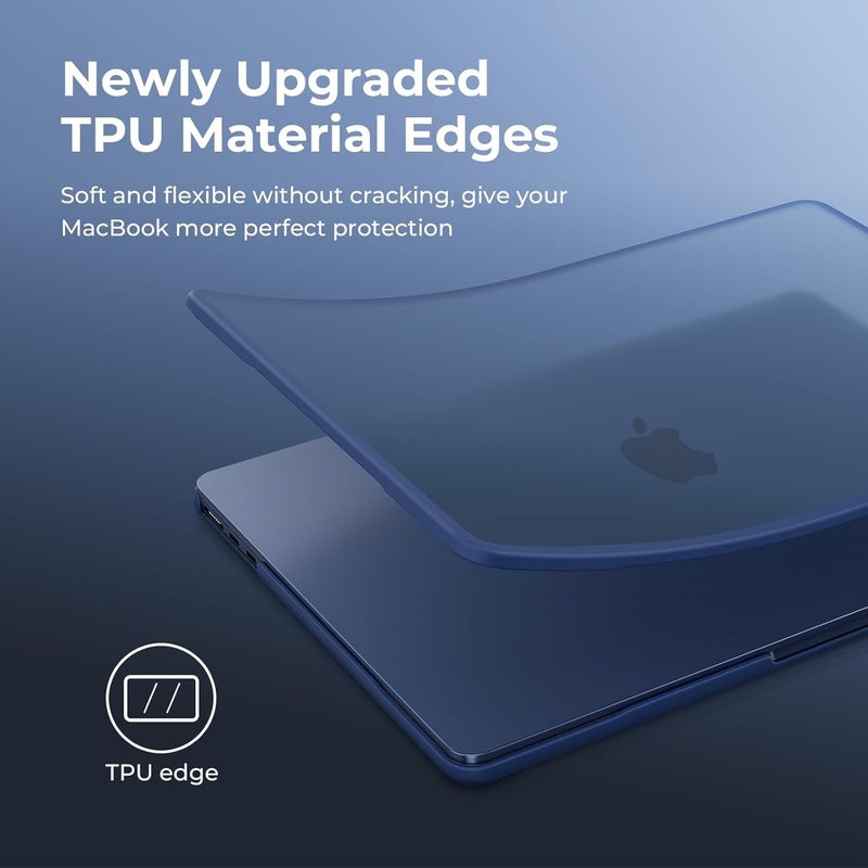 BlueSwan حافظة بلو سوان الصلبة متوافقة مع ماك بوك إير 15 بوصة M4 M3 M2 2025 2024 2023 A3241 A3114 A2941، إطار TPU مضاد للصدمات، سطح PC غير لامع مضاد لبصمات الأصابع، غطاء لابتوب إير 15.3 - أزرق منتصف الليل - Image 3