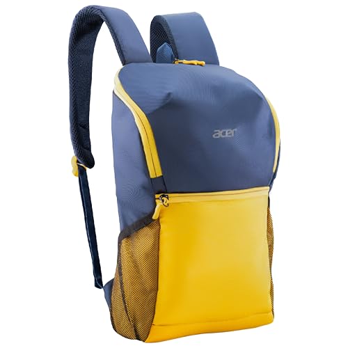 Acer Pulse Lightweight Rich Polyster PU Coated Water-Resistant Backpack, Padded Laptop Sleeve fits up to 15.6 inch, Front Pocket, 2 Side Bottle mesh, Cushioned Straps, Trendy Yellow & Navy Blue Color - Image 1
