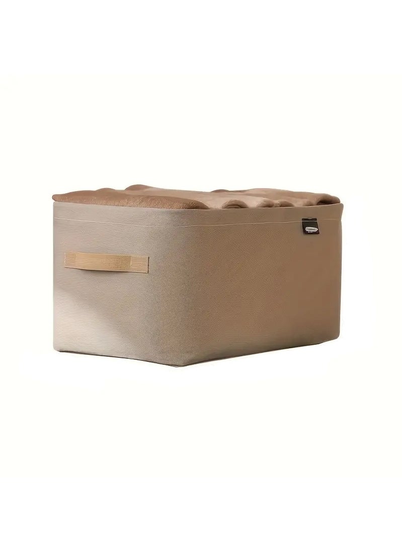 Haidue 6 Pcs Cotton Linen Storage Box Foldable Storage Box With Cotton Handle Non-woven Fabric Dustproof Storage Basket Khaki  - Image 5