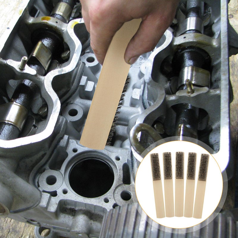 5Pcs Stainless Steel Wire Rust Removal Brush Set Heavy Duty Cleaning Tools for Motor Door Window - Image 5