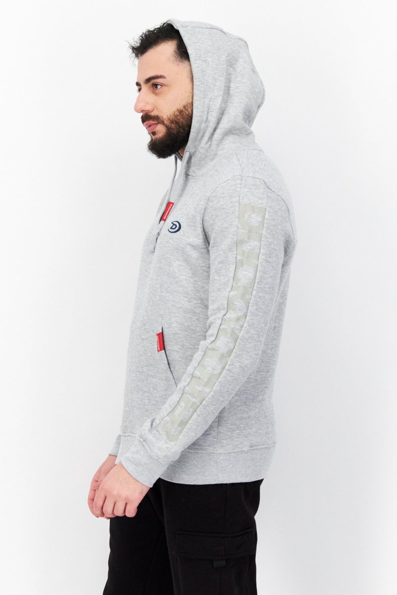 DUCK AND COVER Men Heather Long Sleeves Hoodie, Light Grey - Image 2