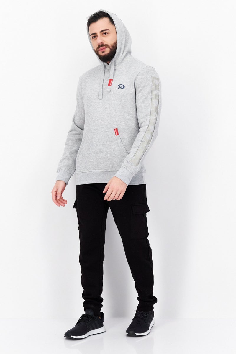 DUCK AND COVER Men Heather Long Sleeves Hoodie, Light Grey - Image 3