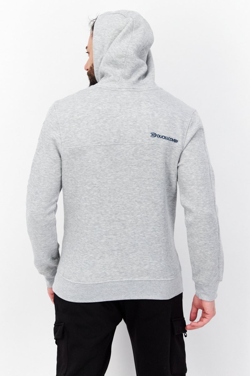 DUCK AND COVER Men Heather Long Sleeves Hoodie, Light Grey - Image 4