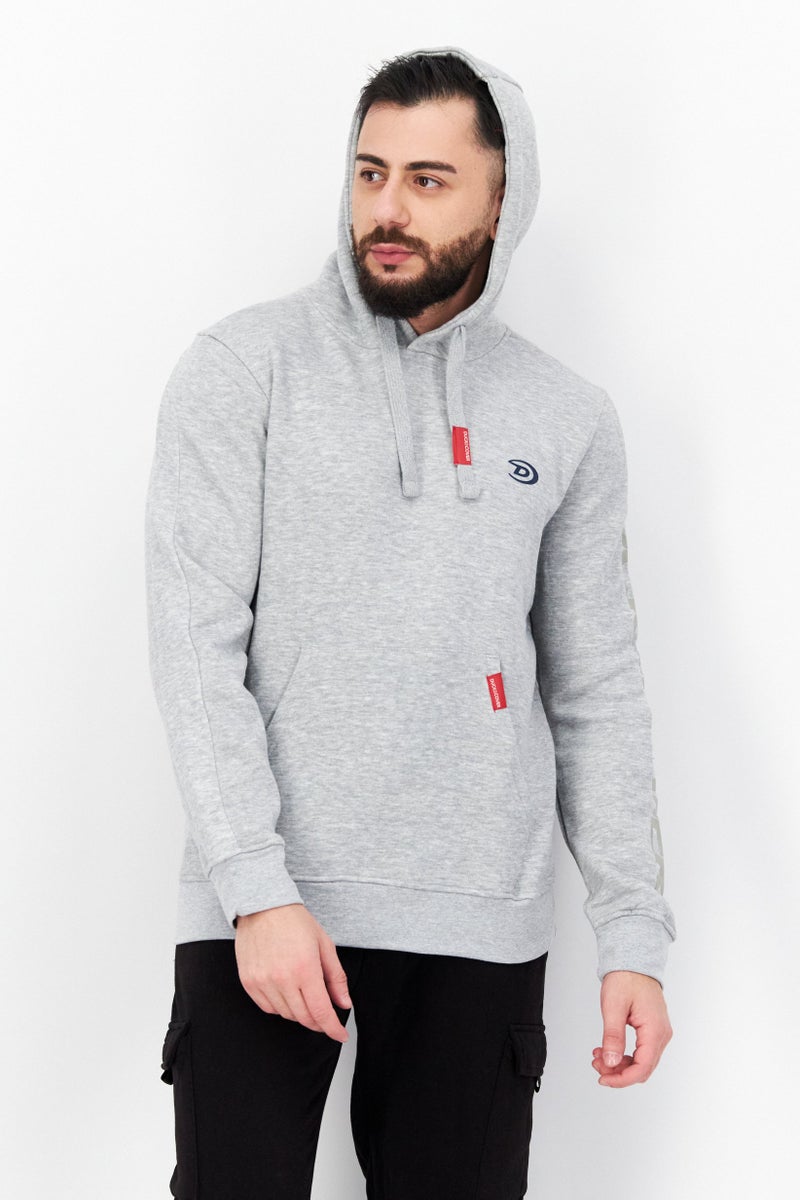 DUCK AND COVER Men Heather Long Sleeves Hoodie, Light Grey - Image 1