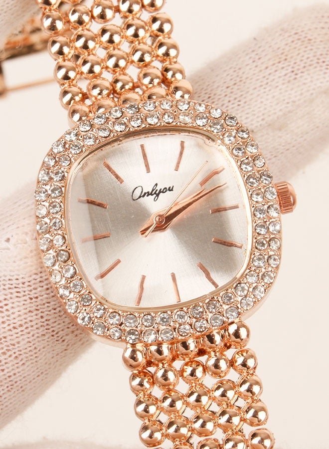 Onlyou Elegant Women’s Quartz Wrist Watch – Rose Gold Stainless Steel Strap – Elegant Square Design for Daily Use - Image 5