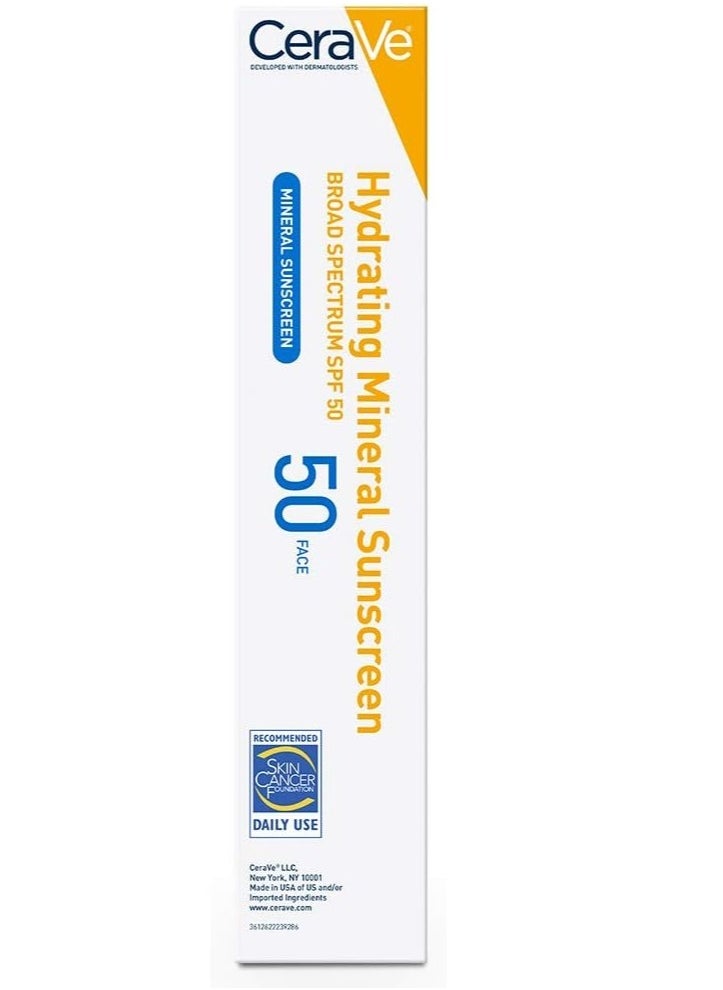 General - CeraVe 100% Mineral Sunscreen, SPF 50, Facial Sunscreen with Zinc Oxide and Titanium Dioxide for Sensitive Skin, 2.5 oz, 1 Pack (Package May Vary) - Image 1