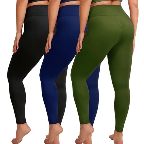 VALANDY Creamlush 3 Pack Plus Size Leggings for WomenHigh Waisted Soft Stretchy Yoga PantsL5XL - Image 1