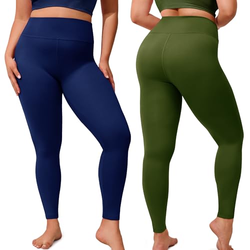 VALANDY Creamlush 3 Pack Plus Size Leggings for WomenHigh Waisted Soft Stretchy Yoga PantsL5XL - Image 3