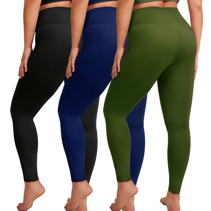 VALANDY Creamlush 3 Pack Plus Size Leggings for WomenHigh Waisted Soft Stretchy Yoga PantsL5XL - Image 2