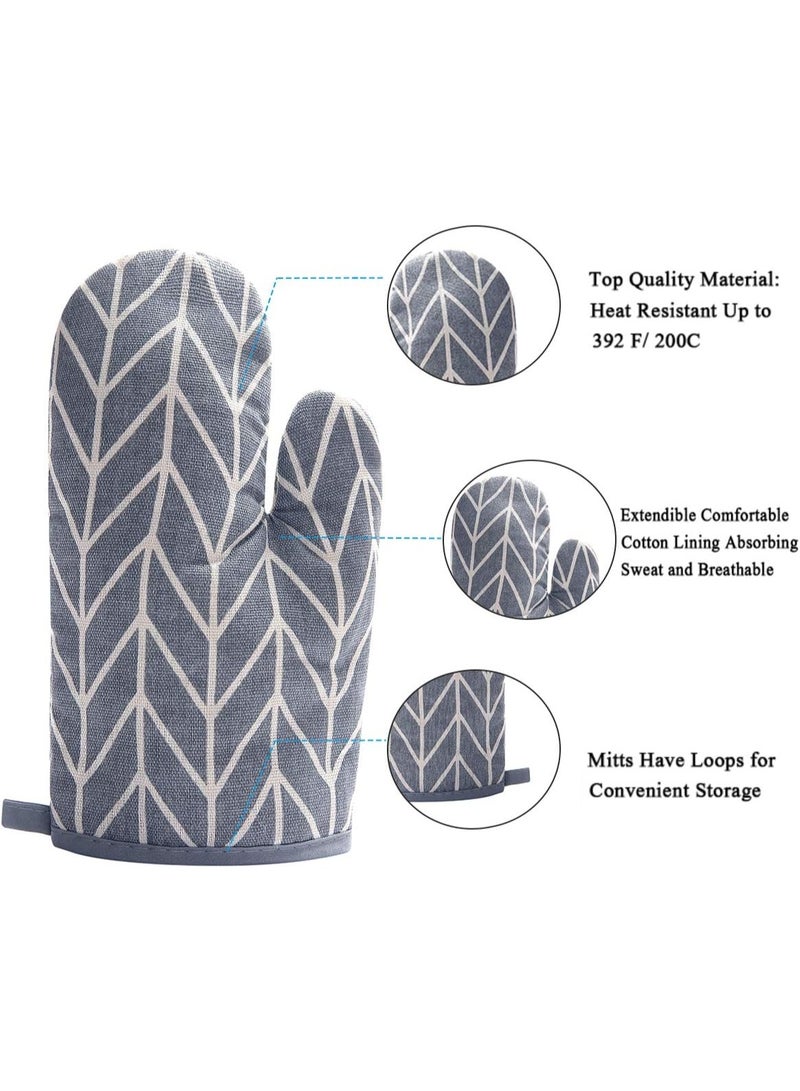 ديوتي مجموعة من 4 قفازات فرن مقاومة للحرارة مع حاملات أواني، قفازات مطبخ قطنية مانعة للانزلاق للطهي والخبز والشواء. - Image 2