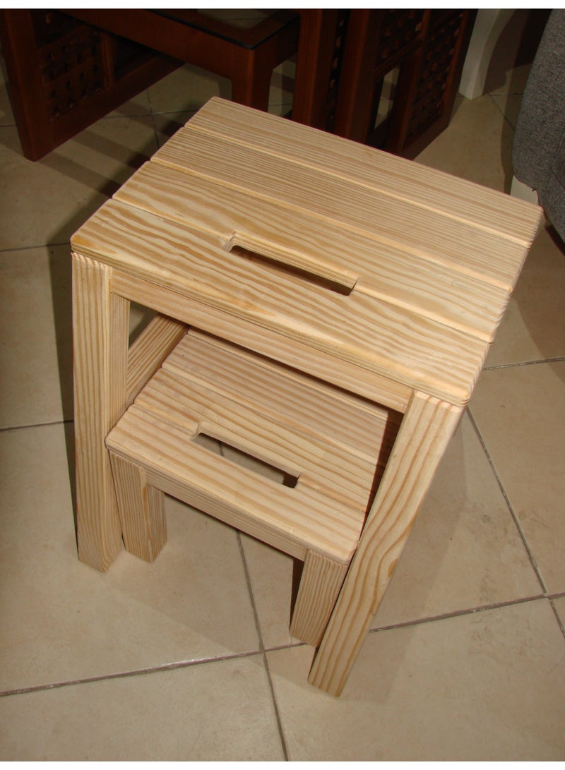 كرسي سلم درجة واحدة خشب طبيعي - Image 3