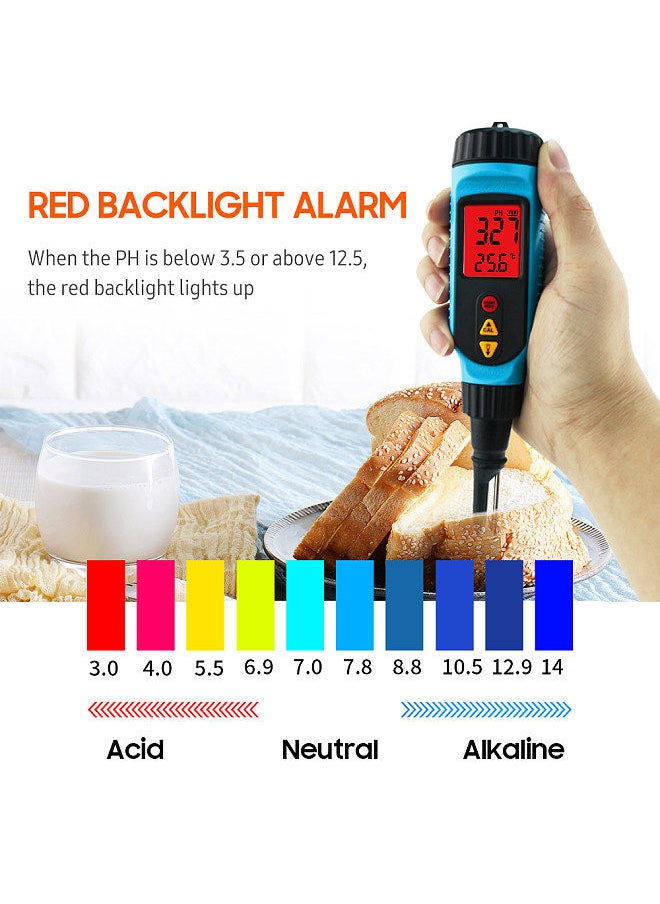 Generic - SMART SENSOR PH818M PH Meter for Food Processing 2 in 1 Food PH Tester Solution Temperature Meter LCD Backlight Digital PH Measuring Probe for Fruit Jam Paste Bread Gel Semisolid - Image 1