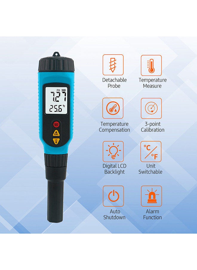 Generic - SMART SENSOR PH818M PH Meter for Food Processing 2 in 1 Food PH Tester Solution Temperature Meter LCD Backlight Digital PH Measuring Probe for Fruit Jam Paste Bread Gel Semisolid - Image 1