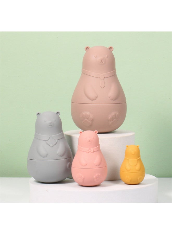 Infants And Young Kidsren Can Chew Silicone Jenga Russian Matryoshka Cup Building Blocks Bear Grasp Educational Early Education Toys-Color:G2 Combination