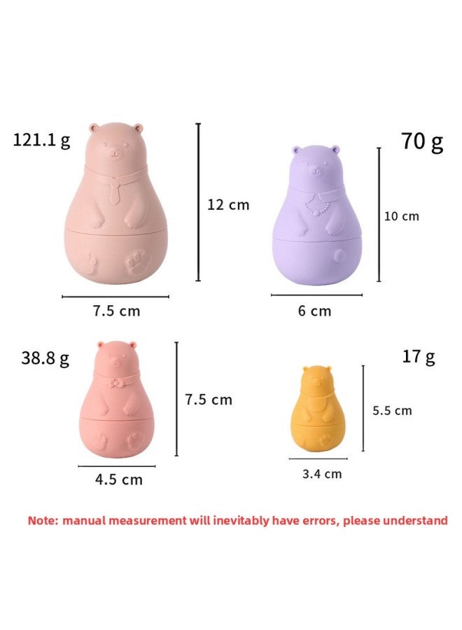 Infants And Young Kidsren Can Chew Silicone Jenga Russian Matryoshka Cup Building Blocks Bear Grasp Educational Early Education Toys-Color:G2 Combination