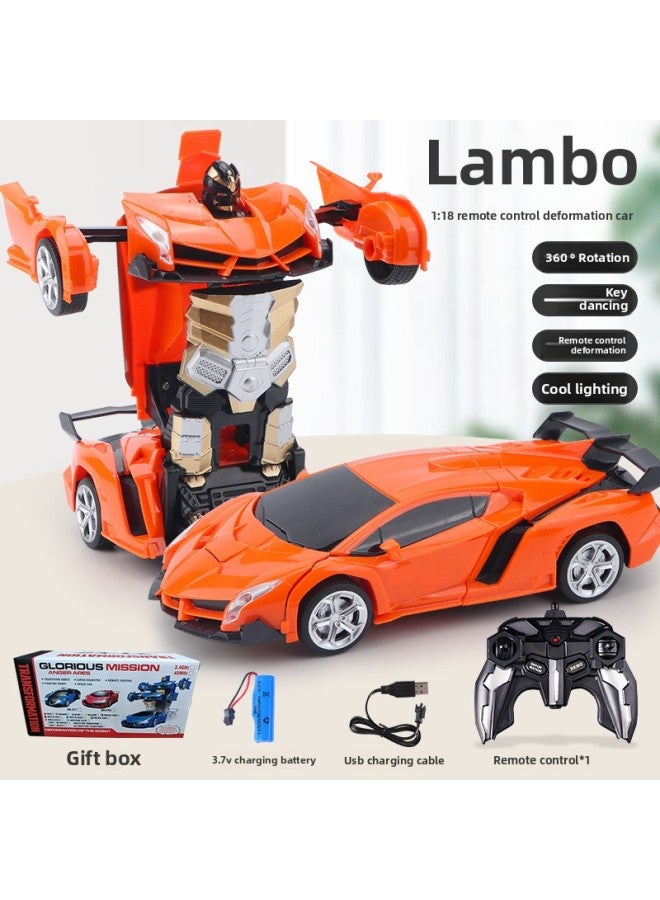 Gesture Induction 278 Deformation Car 2.4G Remote Control Car Robot With Light Sound Effect Boy Toy-Color:1:18 Orange Lamborghini-Proportion:2.4g Remote Control 【including Electric Lithium Battery】】 - Image 1