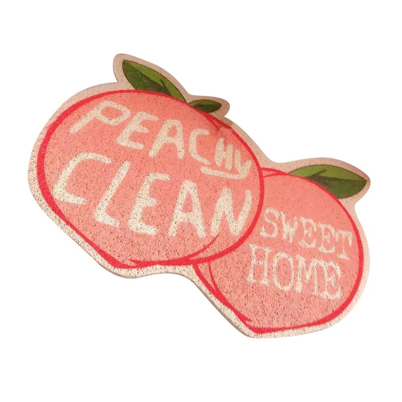 Peach Pattern Cat Litter Mat Flexible Non Slip Fruit Shape Easy Clean Mud Isolation - Image 2