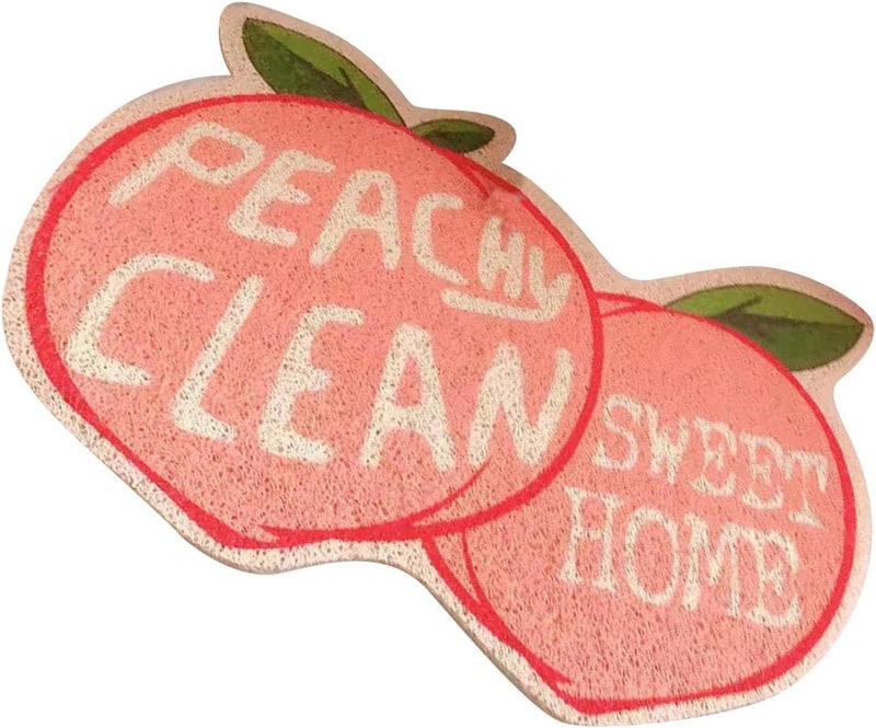 Peach Pattern Cat Litter Mat Flexible Non Slip Fruit Shape Easy Clean Mud Isolation - Image 1