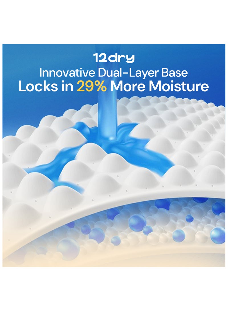 12dry Diapers Size 4 Count 162 – 9-14kg Premium Baby Care, 100% Ultra-Absorbent Japanese Tech, Dual-Layer, Thin & Breathable, Eco-Friendly, Hypoallergenic, Soft Elastic Waistband for Active Babies - Image 4