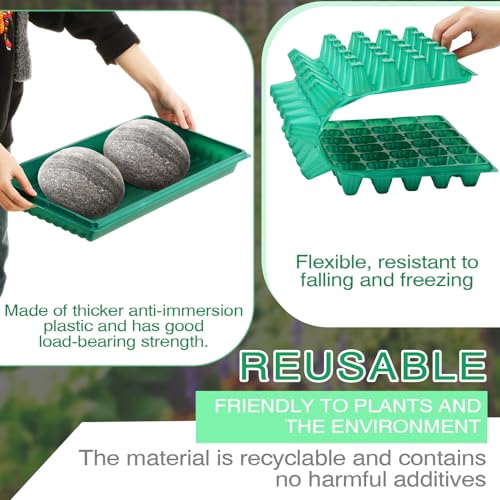 Romooa 10 Pcs Seed Starter Kit 72 Cell Seedling Starting Trays and 1020 Trays No Holes Plant Growing Nursery Pots for Gardening Germination Propagation (Green) - Image 4